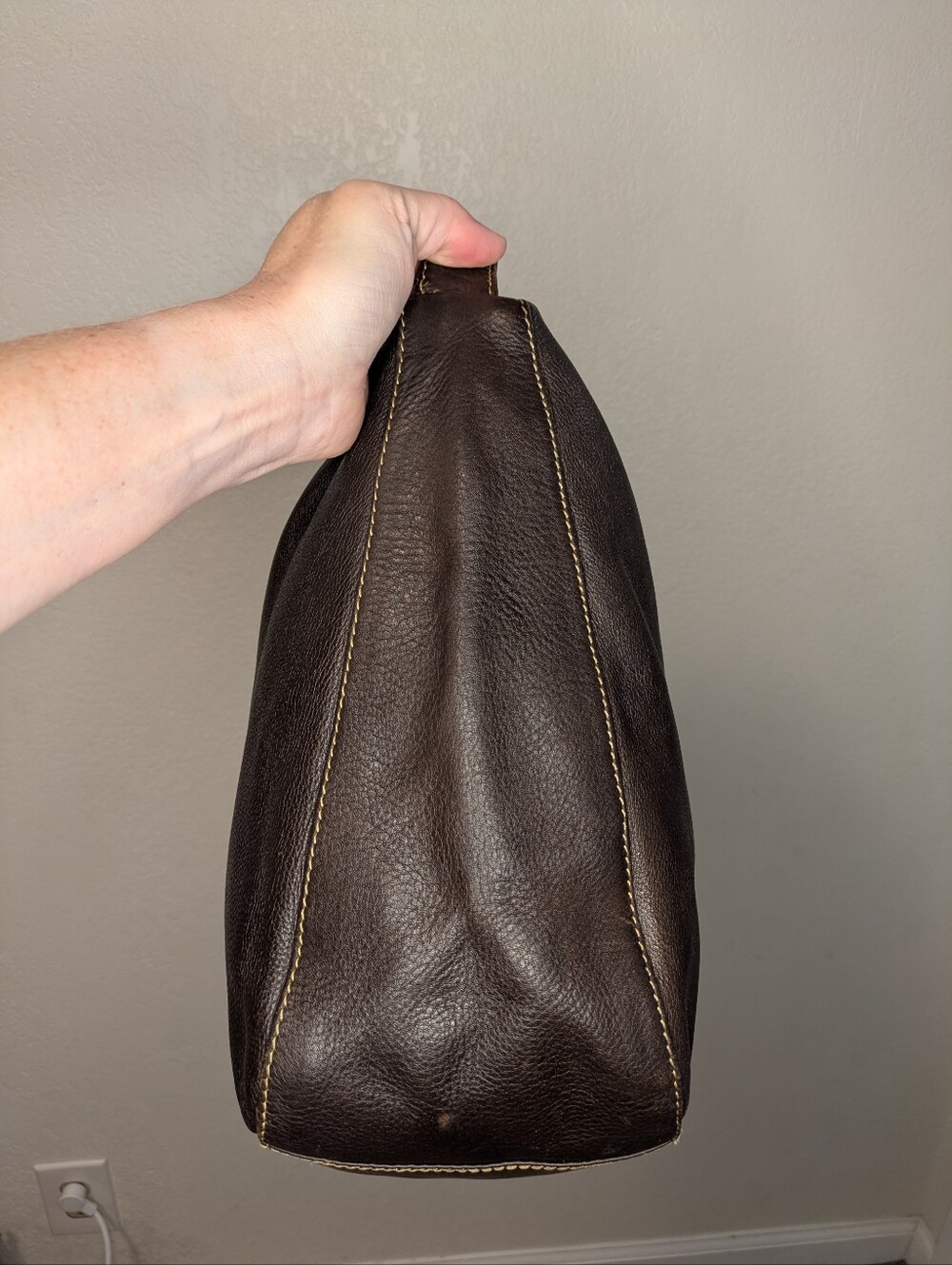 Vintage ESPRIT Collection San Francisco Chocolate Brown Leather Shoulder Bag 90s - Picture 7 of 13